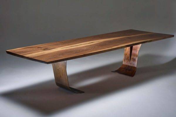 Walnut And Copper Dining Table - Image 5